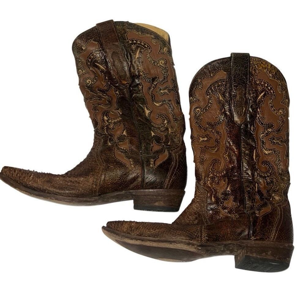 Corral Vintage Genuine Python Embroidered Leather… - image 2